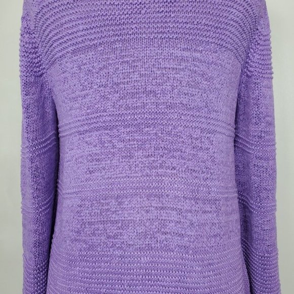 Style & Co Purple Loose Weave Mixed Stitch Pullover Sweater NEW NWT Size L - Picture 6 of 9